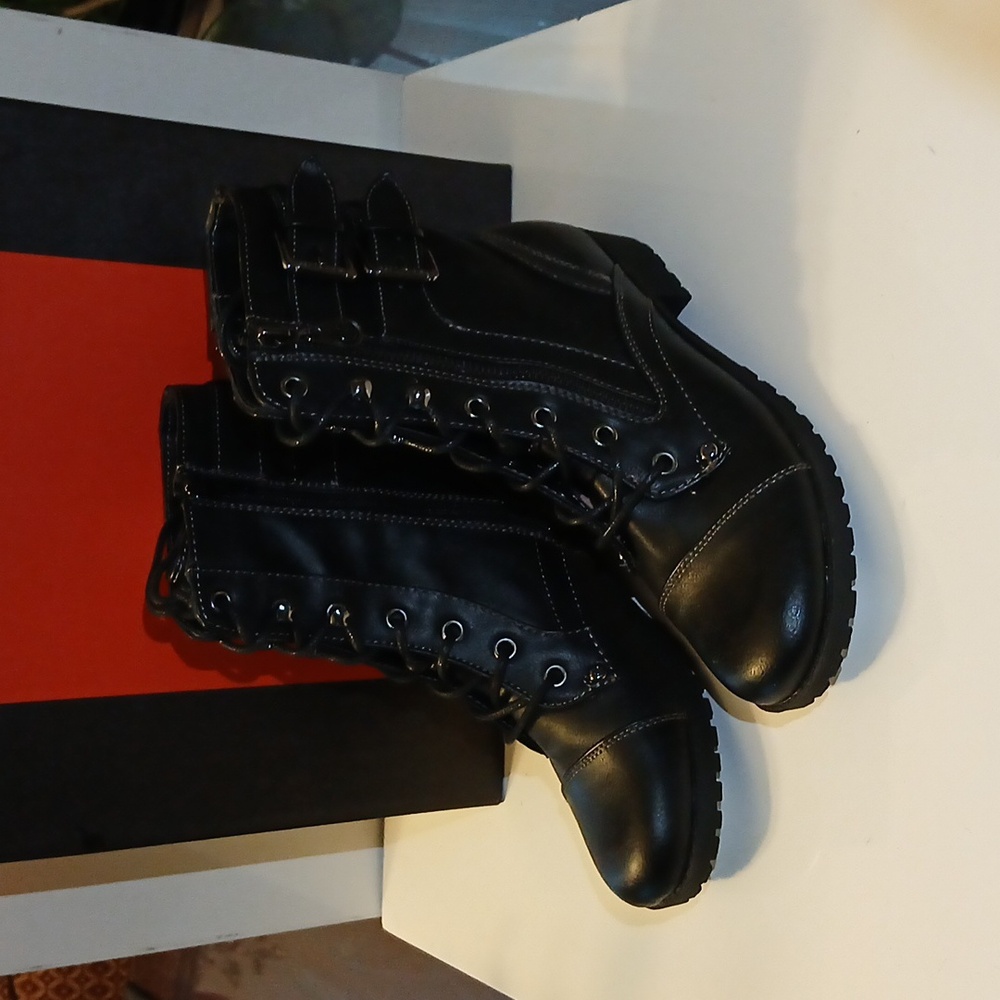 Guess Black Combat Boots NWT